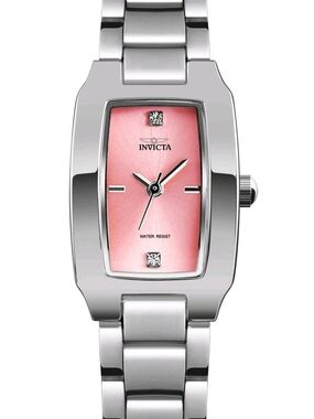 Invicta Silver Bracelet Watch with Pink Sunburst Dial